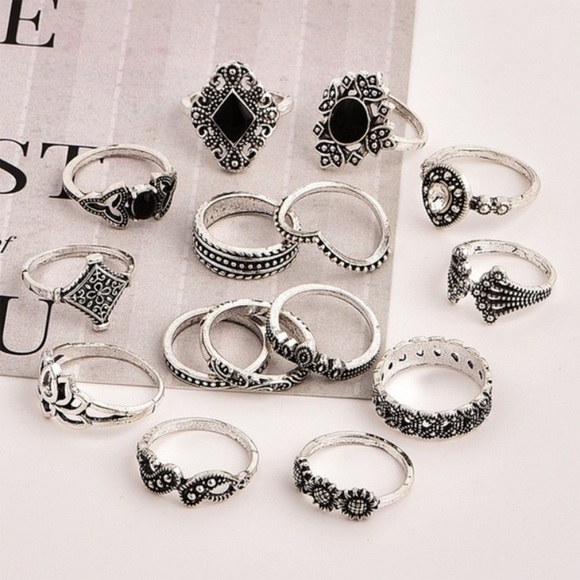 15pcs/Set Trendy Boho Rings - Picture 5 of 8